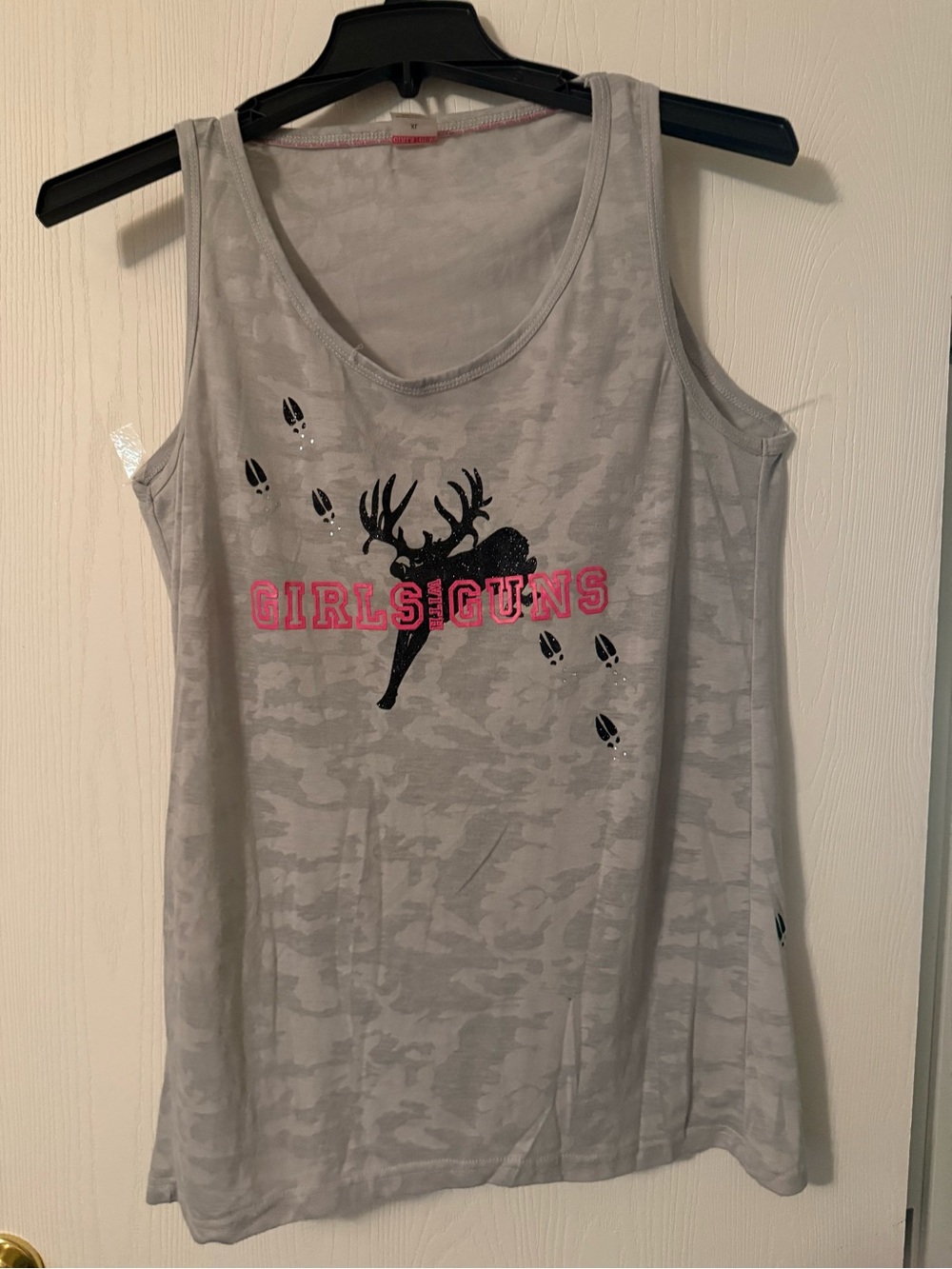 Girls With Guns Gray Camo Tank Top - Pink Logo